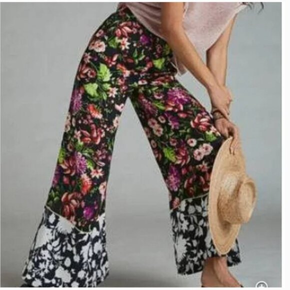 Anthropologie Maeve Callan Wide-Leg Pants in Flower - Picture 1 of 5